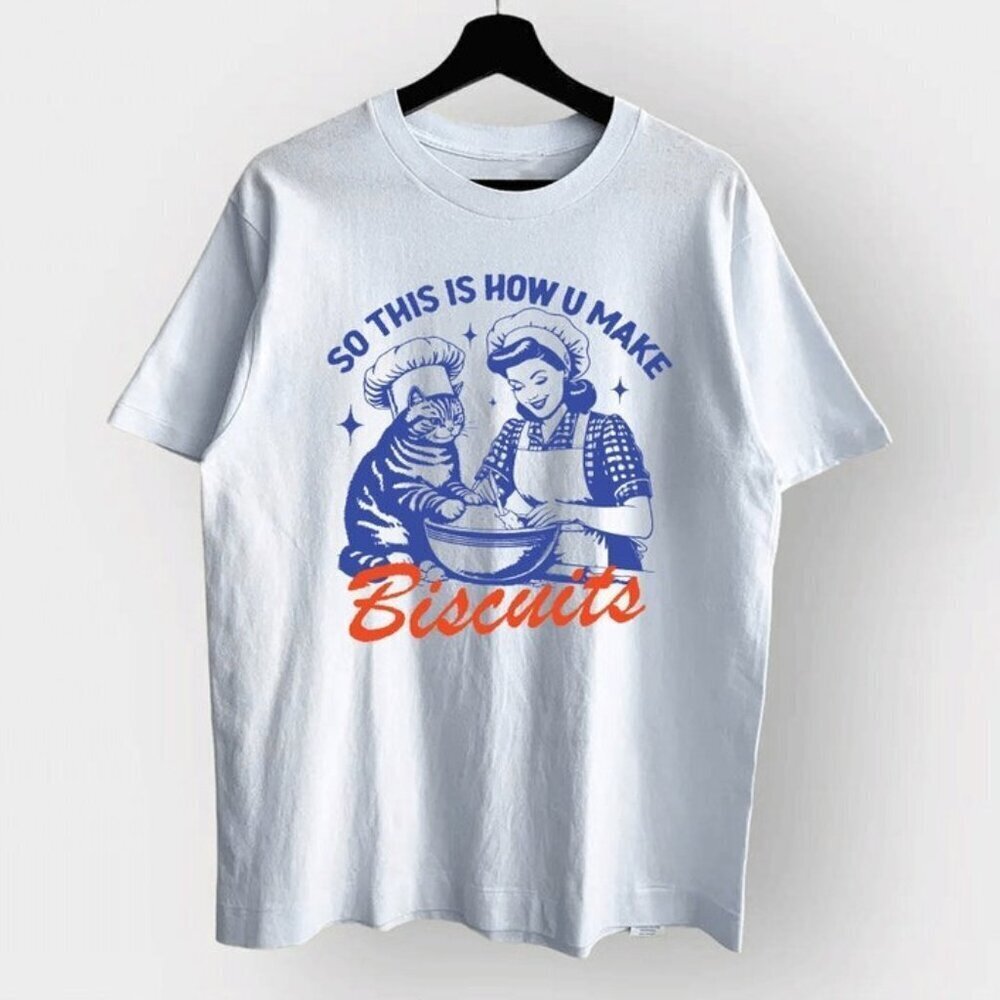 Cat Biscuits Tshirt Retro Unisex Adult T Shirt T Shirt